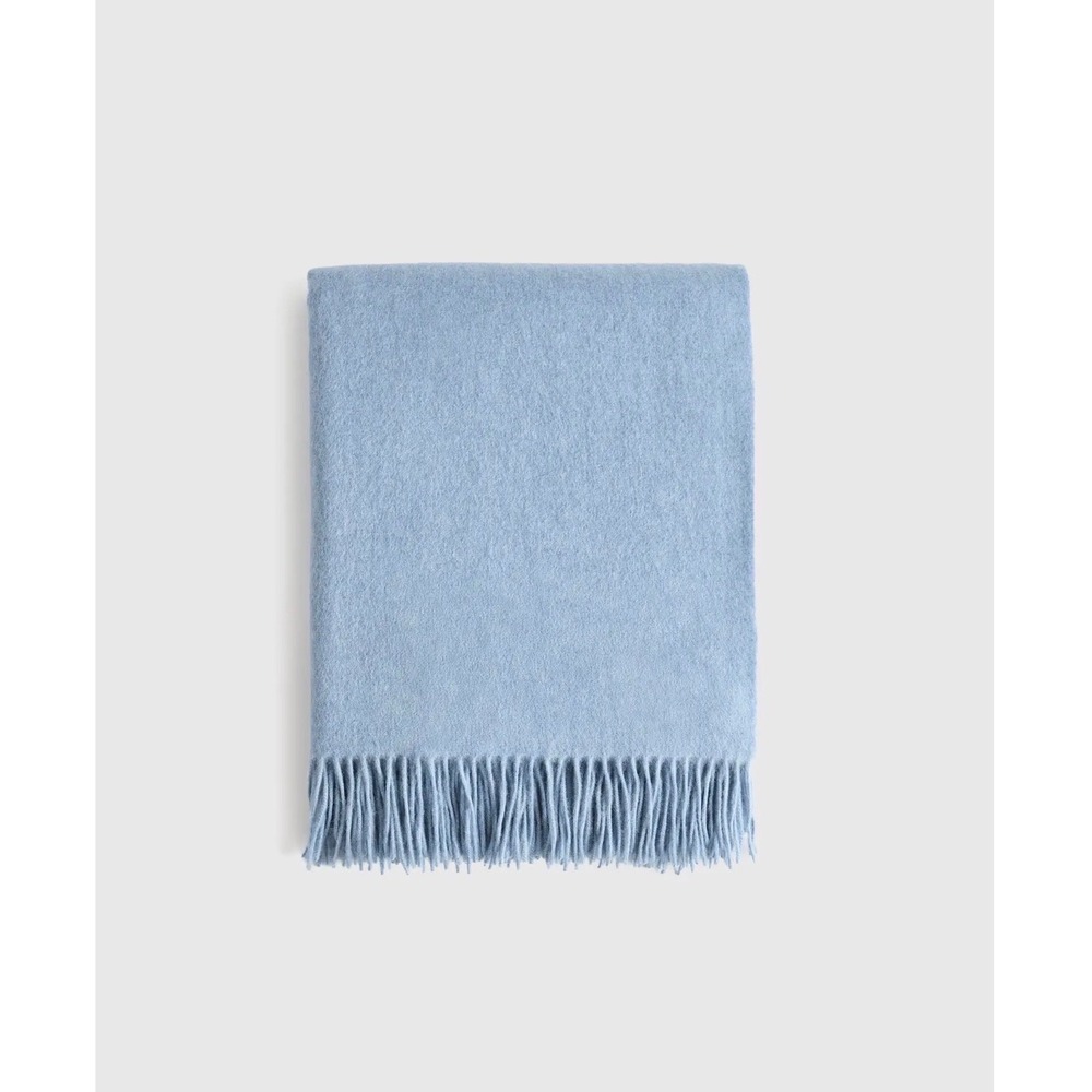 Quince Mongolian Cashmere Throw Faded Denim 60" x 80" NWT